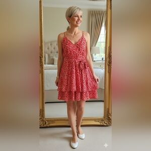 Cottage XL Red Ruffle Soft Stretch Knit Polka Dot Pinup Mini Romper New